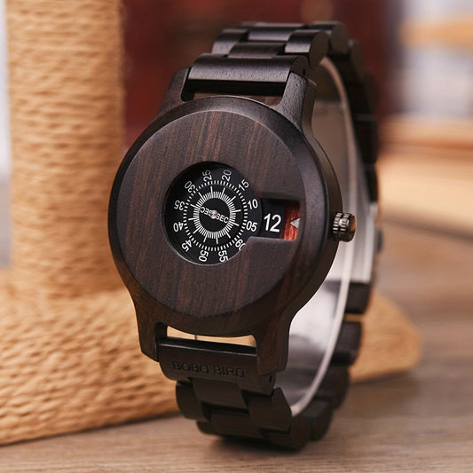 Elegant Wooden Timepiece: Vintage-Inspired Quartz Watch with Wooden Box – The Perfect Gift for Him