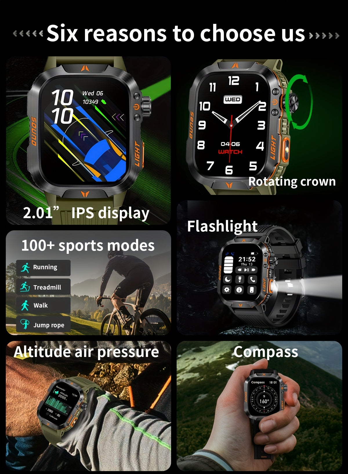 2024 Advanced Smart Fitness Watch - Activity & Fitness Tracker with 100+ Sports Modes, LED Altimeter, Barometer, 600mAh Battery, Multimedia Message Viewing, Weather Forecast, Pedometer, and Heart Rate Monitor for Android iPho