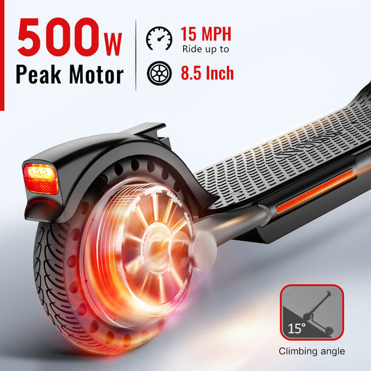 SISIGAD 300W Folding Electric Scooter with 8.5" Solid Tires, Electric Scooter with 15 Miles Long Range, 16MPH Speed Foldable Commuting E-Scooter for Adults