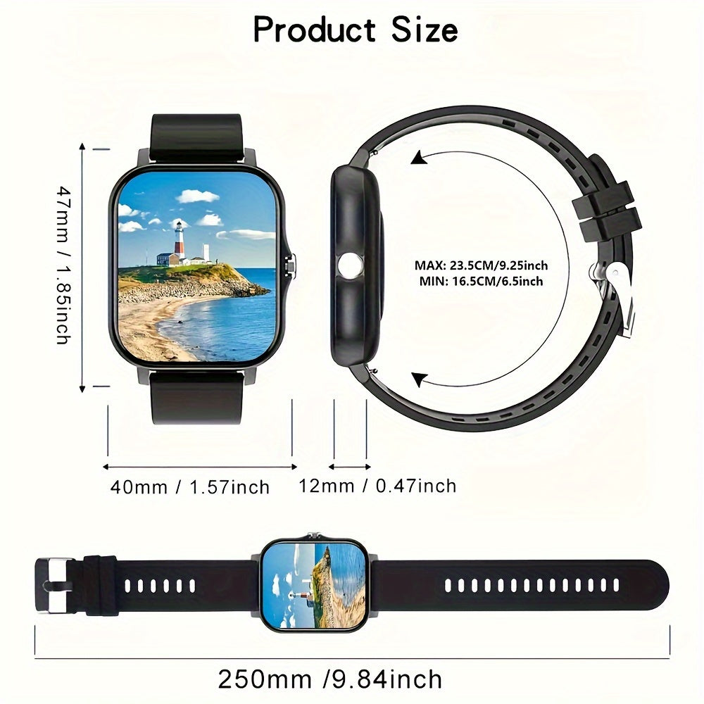 2024 New Touchscreen 1.83" Smartwatch for Men & Women - Wireless, Call & Text Notifications, Fitness & Sleep Tracker, USB Charging, TFT Screen, Silicone Bands, Wireless Outdoor Watch