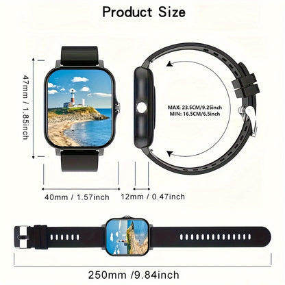 2024 New Touchscreen 1.83" Smartwatch for Men & Women - Wireless, Call & Text Notifications, Fitness & Sleep Tracker, USB Charging, TFT Screen, Silicone Bands, Wireless Outdoor Watch