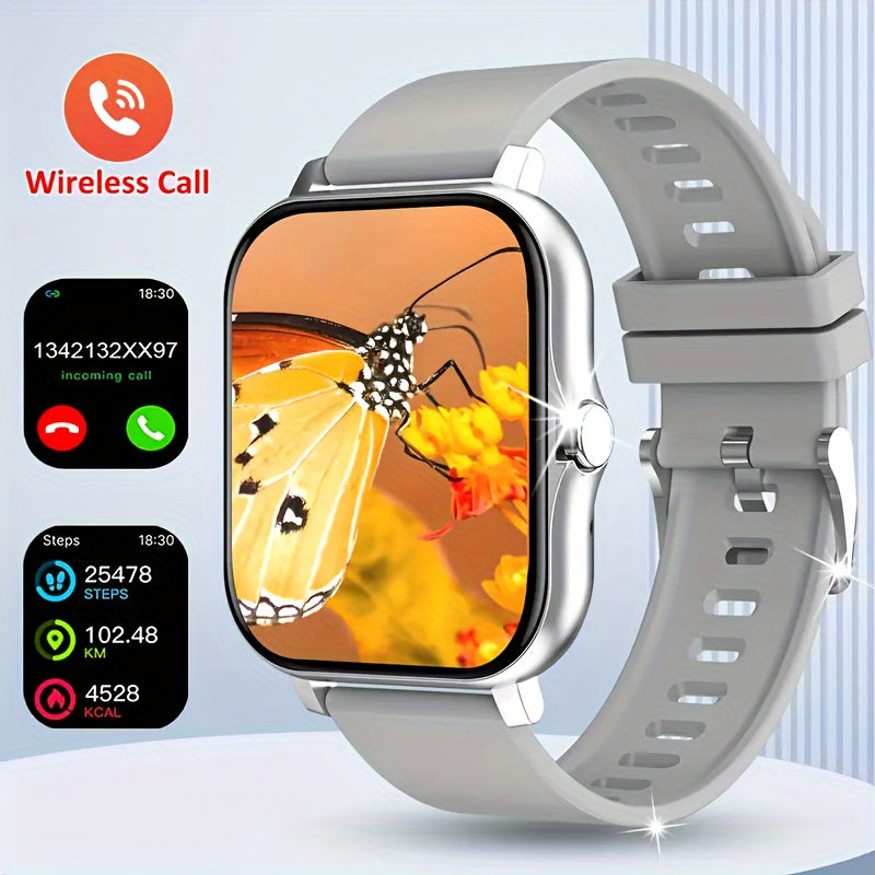 2024 New Touchscreen 1.83" Smartwatch for Men & Women - Wireless, Call & Text Notifications, Fitness & Sleep Tracker, USB Charging, TFT Screen, Silicone Bands, Wireless Outdoor Watch