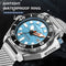 Alcom Distribution 1000m water resistant watch with a blue dial and stainless steel band