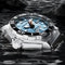 Durable dive watch with blue dial and stainless steel case, 1000m water resistant watch