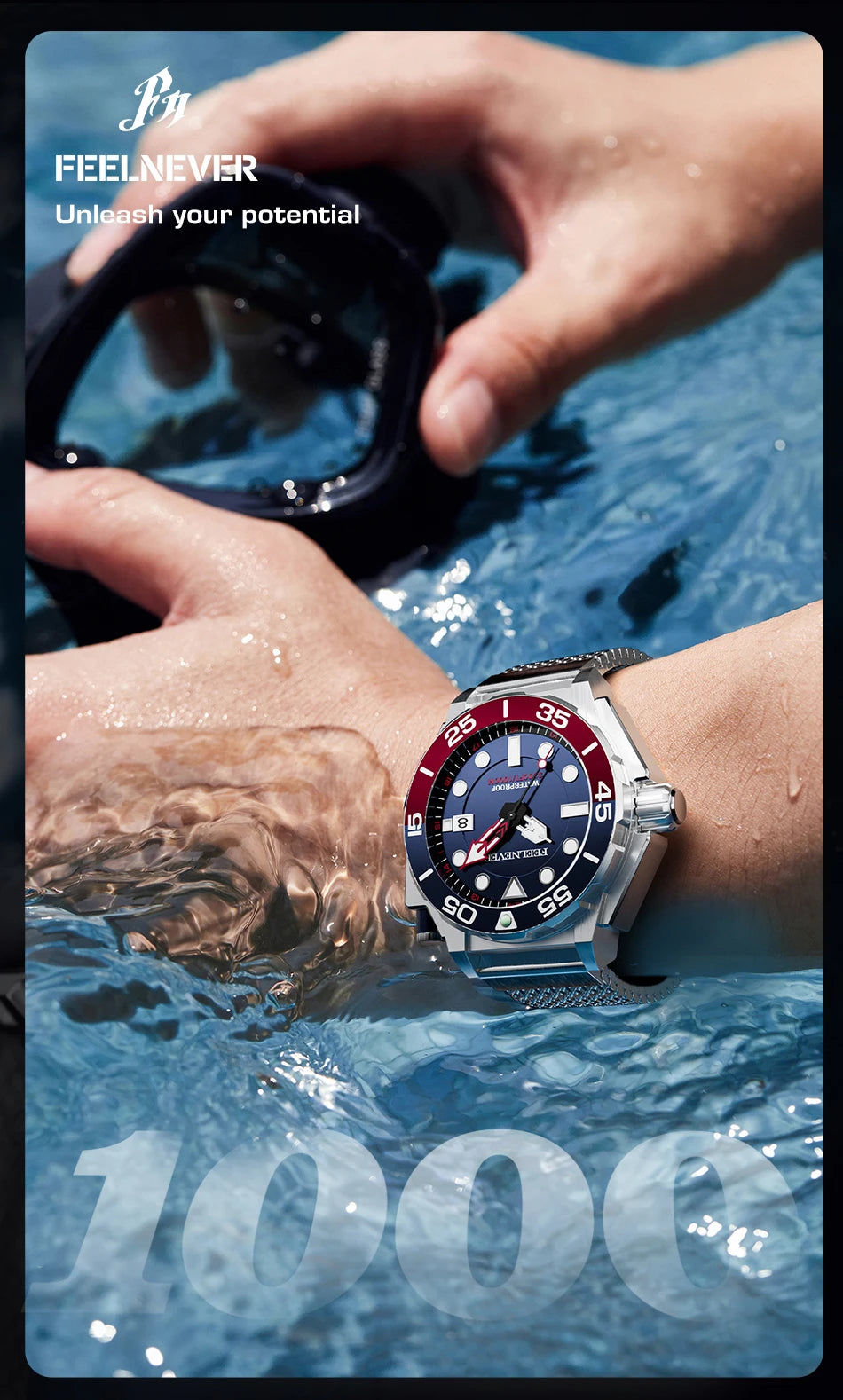 Alcom Distribution 1000m water resistant watch with a bold design for underwater adventures
