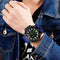Alcom Distribution fitness ready digital watch with black and blue design on wrist