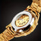 Alcom Distribution gold automatic business watches showing stainless steel back and inner mechanism