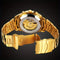 Gold automatic business watches with visible movement and metal link bracelet by Alcom Distribution