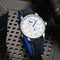 Alcom Distribution automatic mechanical sport watch for men silver case white dial blue hands subdials black silicone strap