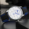 Alcom Distribution automatic mechanical sport watch for men white textured dial with blue hands and black rubber strap