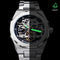 Alcom Distribution automatic mechanical watch for men with skeleton dial and luminous hands