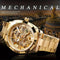 Forsining skeleton watch by Alcom Distribution with gold mechanical stainless steel case and bracelet