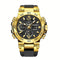 Alcom Distribution waterproof dual display watch with gold case and black textured dial