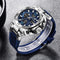 Alcom Distribution waterproof dual display watch with blue strap and silver stainless steel case