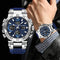 Alcom Distribution stainless steel silver and blue analog digital mens waterproof quartz digital watch