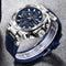 Alcom Distribution waterproof quartz digital watch blue dial silver stainless steel case rubber strap