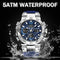 Alcom Distribution stainless steel blue dial waterproof quartz digital watch with 5ATM water resistance
