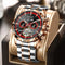 Glenaw automatic watch with rose gold and silver stainless steel band displayed on luxury cushion