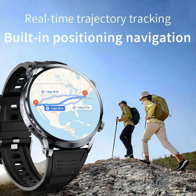 Stylish GPS smart watch fitness tracking with real-time trajectory and navigation features for outdoor enthusiasts