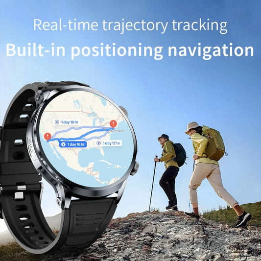Stylish GPS smart watch fitness tracking with real-time trajectory and navigation features for outdoor enthusiasts