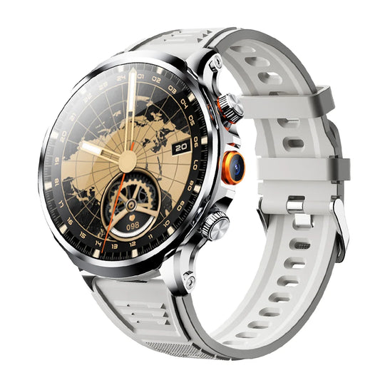Alcom GPS smart watch fitness tracking with sleek design and world map face for active lifestyle