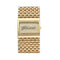 Alcom Distribution gold crystal studded bracelet quartz analog women's watch with rectangular gold face and logo dial