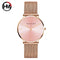 Hannah Martin rose gold watch with mesh band and minimalist pink dial from Alcom Distribution