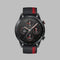 Honor Sport smartwatch tachymeter with black and red silicone strap and multiple digital dials