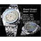 Men's mechanical fashion watch by Jaragar with stainless steel band and detailed dial design