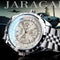 Men's mechanical fashion watch by Alcom Distribution with silver stainless steel band and detailed chronograph dial