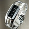 Alcom Distribution silver stainless steel bangle with rectangular black dial KIMIO quartz luxury women's bracelet watch