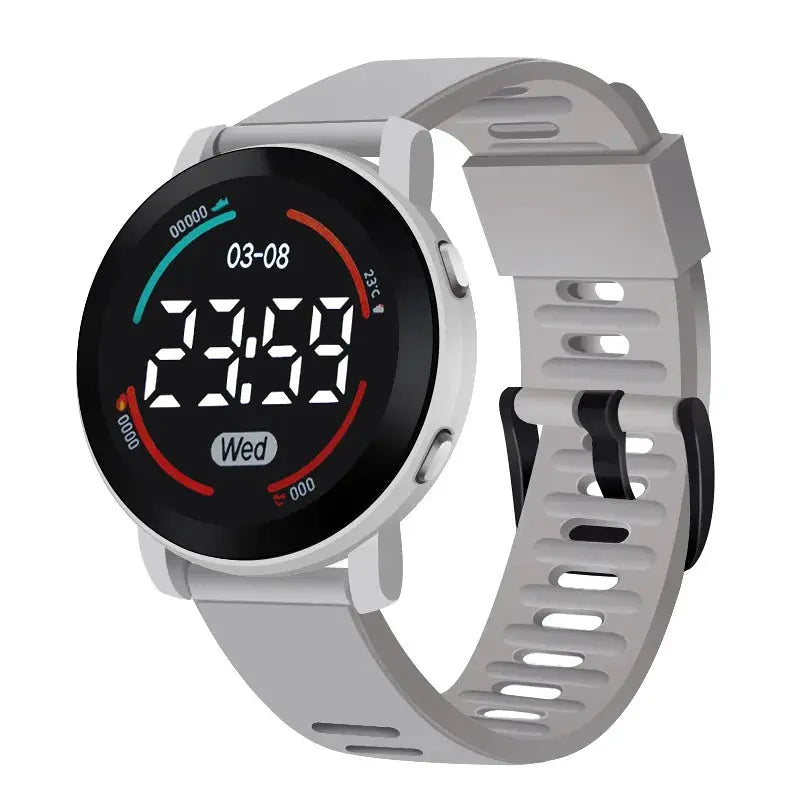 Alcom Distribution LED kids watch waterproof with digital display and gray adjustable strap