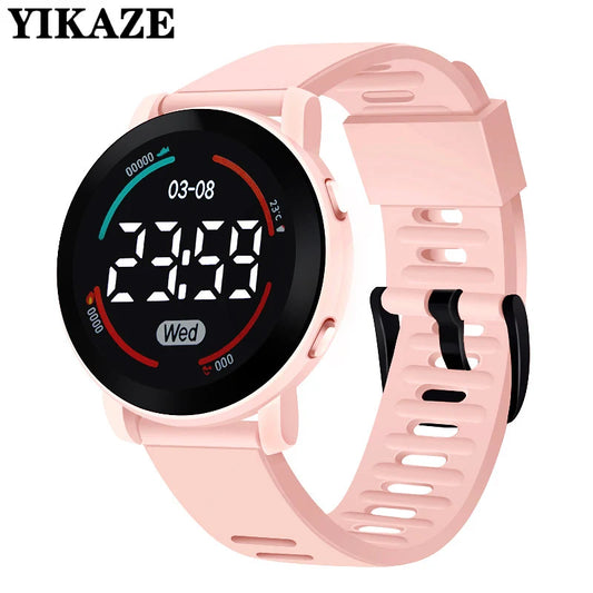Alcom Distribution LED kids watch waterproof in pink with digital display and adjustable strap