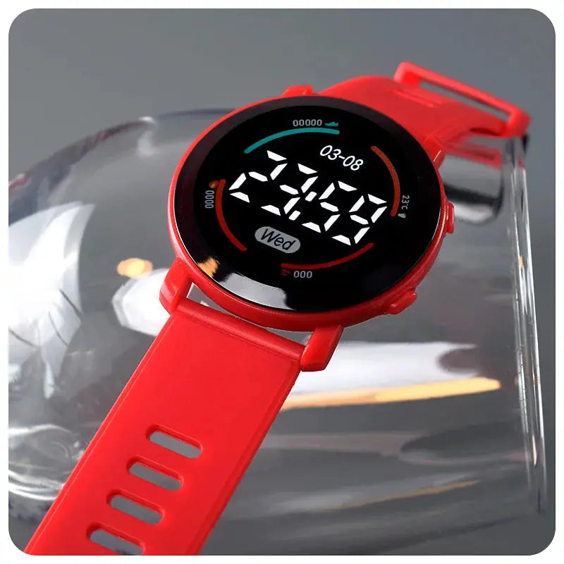 Alcom Distribution red LED kids watch waterproof with digital display and adjustable strap