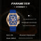LIGE wine cask business watch with blue strap and gold-tone dial, quartz movement and 45mm diameter