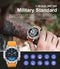 LIGE tactical smartwatch with orange band featuring military standard durability and multifunction digital display