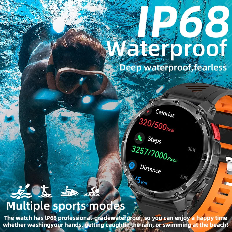 LIGE waterproof smartwatch IP68 featuring multiple sports modes for swimming and outdoor activities