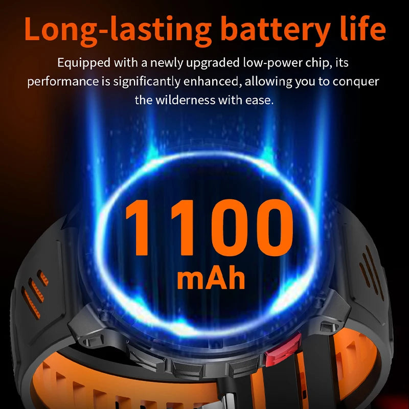 LIGE waterproof smartwatch IP68 with long-lasting 1100 mAh battery for enhanced performance in the wilderness