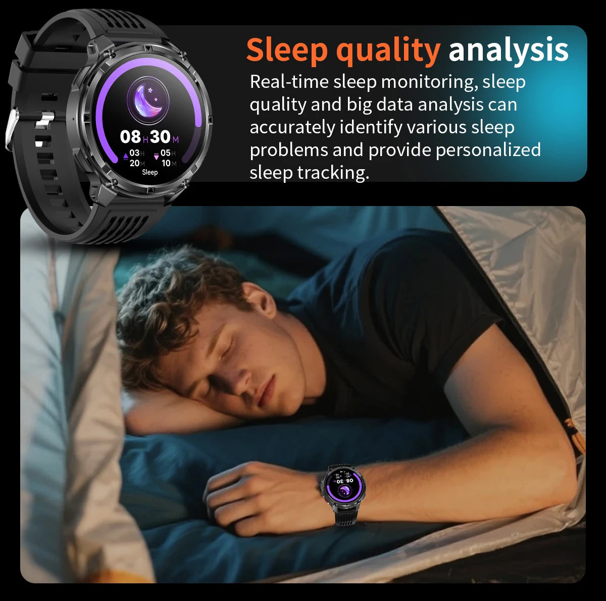 LIGE waterproof smartwatch IP68 with sleep quality analysis feature for personalized tracking