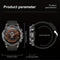Men's GPS Smartwatch with Voice Assistant by Alcom Distribution showing front and side views with size dimensions