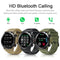 MEVADEN smart watch fitness tracker rugged Bluetooth calling watches in tan black and green showing call screens