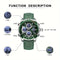 Alcom Distribution leather waterproof watch for men with green band and multifunction digital and analog display