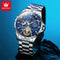 OLEVS mechanical watch for men with blue dial and stainless steel bracelet by Alcom Distribution