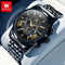 OLEVS waterproof quartz watch with black and gold dial and stainless steel bracelet by Alcom Distribution