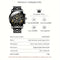 OLEVS waterproof quartz watch with black metal band and gold roman numerals on dial