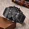 Luxury multi time zone watch by Alcom Distribution with black leather strap and multiple dials