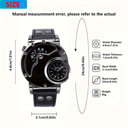 Stylish travel watches for men by Alcom Distribution with black leather strap and unique dial design