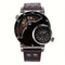 Alcom Distribution stylish travel watches for men with dual time display and brown leather strap