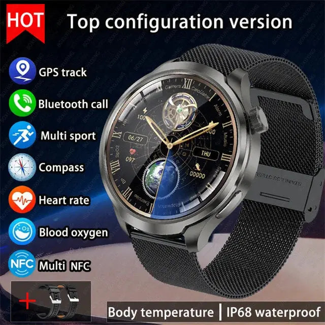 Alcom Distribution outdoor GPS smartwatch with GPS track, Bluetooth call, compass, heart rate, and IP68 waterproof