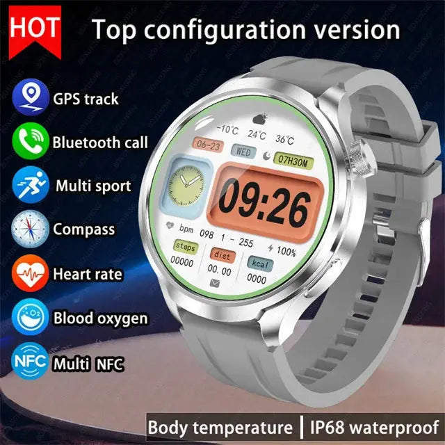 Alcom Distribution outdoor GPS smartwatch with GPS track, Bluetooth call, heart rate, and IP68 waterproof